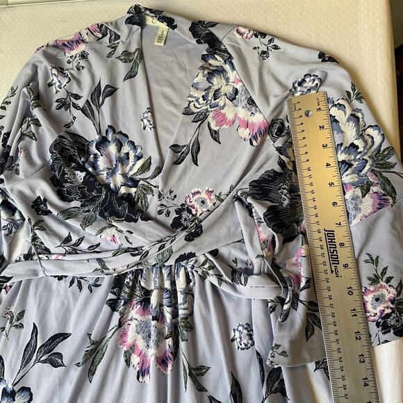 Jessica Simpson Maternity Women Maxi Dress M Lavender Floral Wrap 3/4 Sleeve - Picture 7 of 10